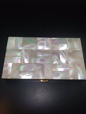Vintage Mother of Pearl Compact Dance Purse Powder,Comb Mirror